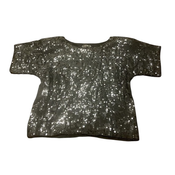 Tops - Vintage Jean for Joseph Le Bon 100% Pure Silk Black Sequin Top Women's Size L